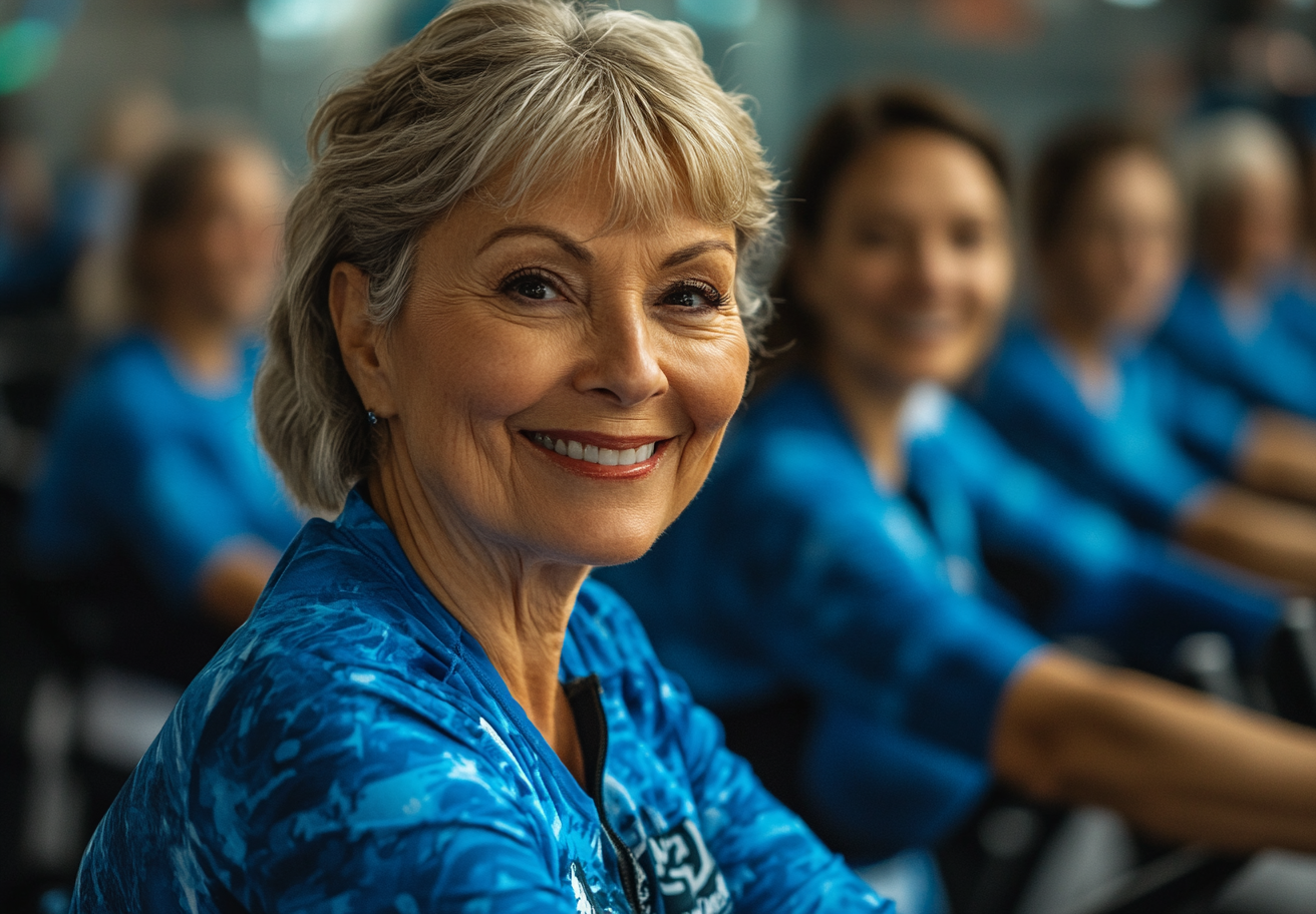 Група старших людей під час м'яких тренувань